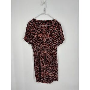 Madewell Dress 8 Pink Black Geometric Silk Scalloped Open Back Broadway Broome